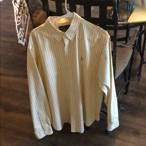 RL button up shirt. yellow with light blue stripe